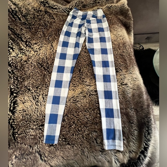 Goldsheep Blue and White Checkered Picnic Leggings, Medium - Picture 11 of 11